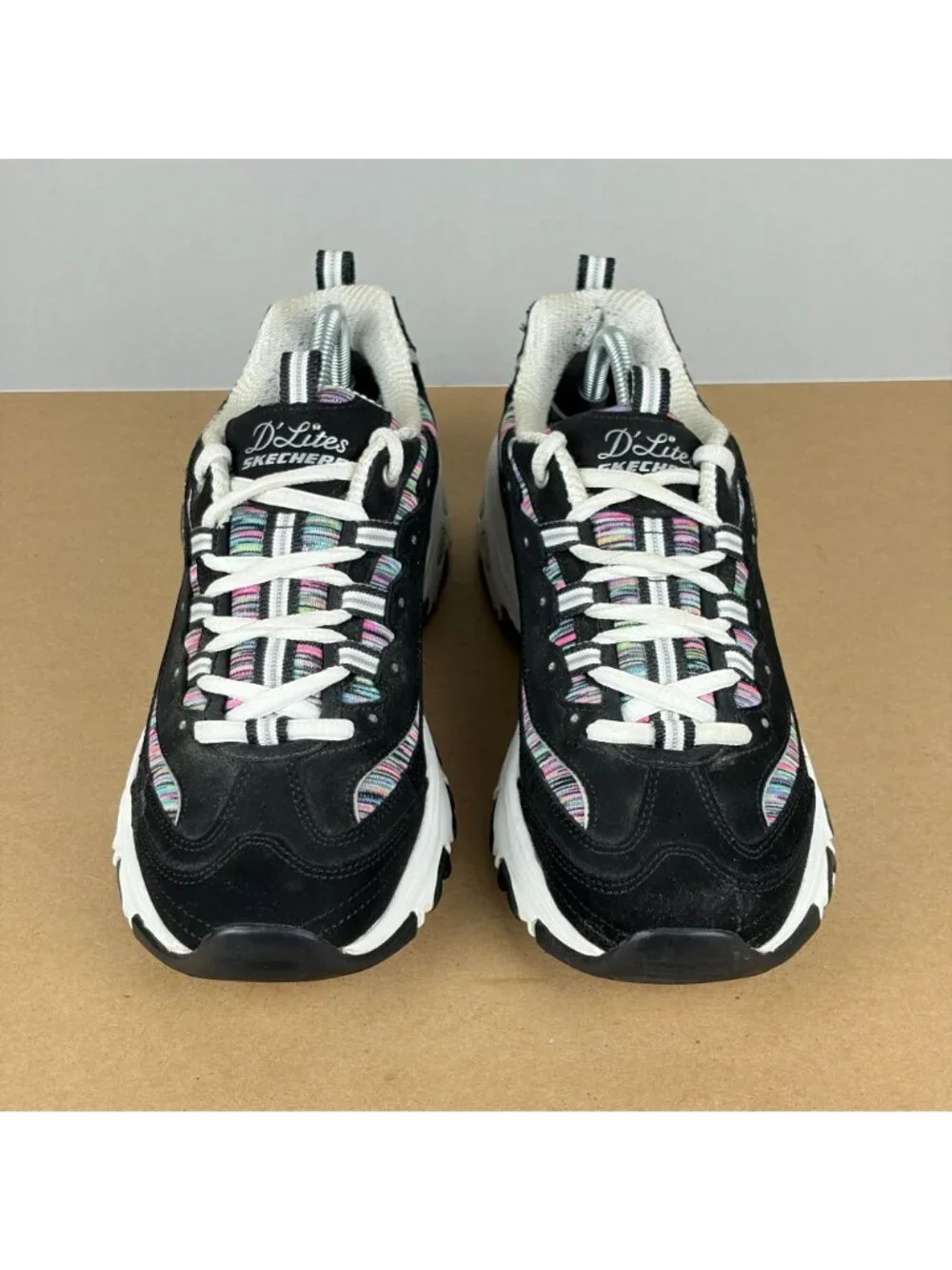 Skechers D'Lites Interlude Athletic Walking Shoes Womens 8 Wide Black Multicolor